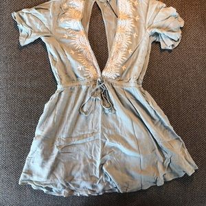 Lost + Wander sage green / mint embroidered dress